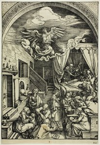 O Nascimento da Virgem, de A Vida da Virgem de Albrecht Dürer