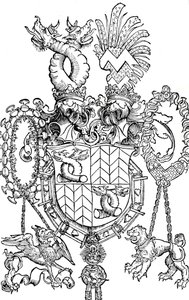 O brasão de armas de Florian Waldauf, 1500 1906 de Albrecht Dürer