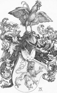 O brasão de armas com um leão e um galo, c1502-1503, 1906 de Albrecht Dürer
