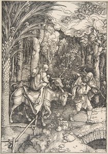 A Fuga para o Egito, de A Vida da Virgem, Edição Latina, 1511, 1511. de Albrecht Dürer