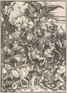 Os quatro cavaleiros, do apocalipse de St. John, 1497-98 de Albrecht Dürer