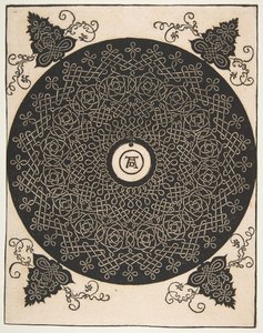 O quarto nó. Roundel entrelaçado com um medalhão redondo em seu centro, após 1528. de Albrecht Dürer