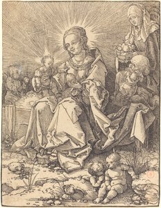 A Sagrada Família em um banco gramado de Albrecht Dürer
