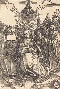 A Sagrada Família com Cinco Anjos, em ou antes de 1505. de Albrecht Dürer
