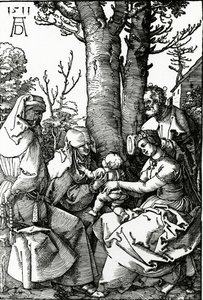 A Sagrada Família com Santa Ana e São Joaquim, 1511 (xilogravura) de Albrecht Dürer