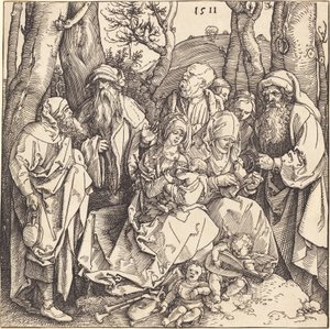 A Sagrada Família com dois anjos que fazem música de Albrecht Dürer