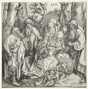 A Sagrada Família com dois anjos músicos de Albrecht Dürer
