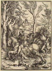 O cavaleiro a cavalo e o lansquenete de Albrecht Dürer