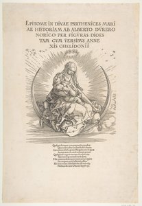 A Madona no Crescente, Frontispício da Vida da Virgem, ca. 1511. de Albrecht Dürer