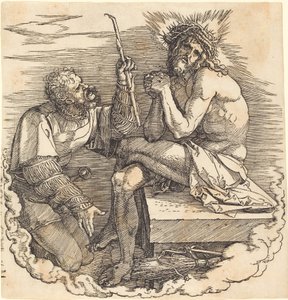 O homem das dores ridicularizado por um soldado de Albrecht Dürer