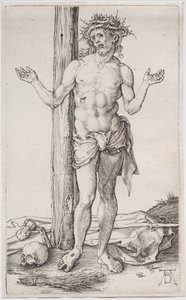 O Homem das Dores de pé, com as mãos levantadas de Albrecht Dürer