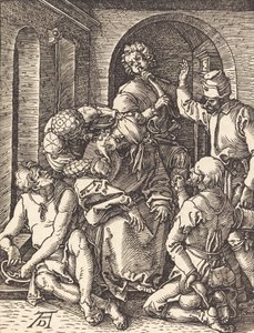 A zombaria de Cristo, provavelmente c. 15091510. de Albrecht Dürer