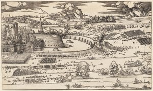 O cerco de uma fortaleza (apenas o lado esquerdo, de 2 blocos) de Albrecht Dürer