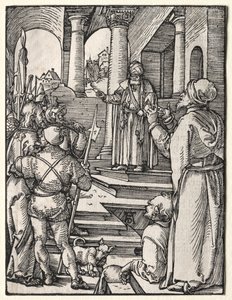 A Pequena Paixão: Cristo Diante de Pilatos de Albrecht Dürer