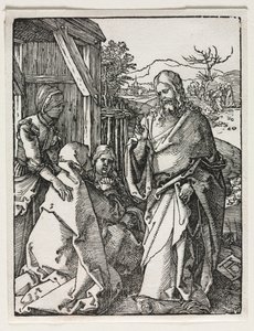 A pequena paixão: Cristo se despedindo da Virgem. de Albrecht Dürer