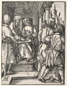 A pequena paixão: Pilatos lavando as mãos, 1509-1511. de Albrecht Dürer