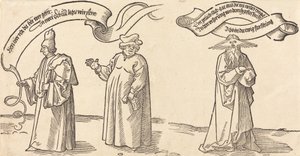 The Teacher, the Clergyman, and Providence, provavelmente 1526. de Albrecht Dürer