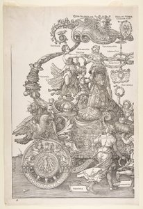 A Carruagem Triunfal de Maximiliano I, o Grande Tri ..., provavelmente terminou em ca. 1518, publicado em 1522. de Albrecht Dürer