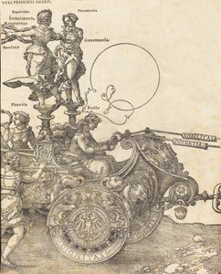 A Carruagem Triunfal de Maximiliano I O Grande Carro Triunfal [placa 2 de 8], 1523 Latin ed.. de Albrecht Dürer