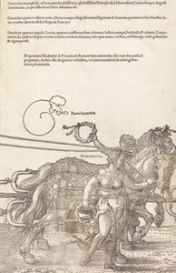 A Carruagem Triunfal de Maximiliano I O Grande Carro Triunfal [placa 3 de 8], 1523 Latin ed.. de Albrecht Dürer
