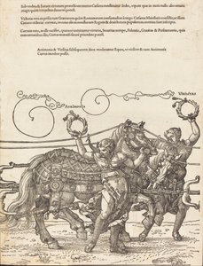 A Carruagem Triunfal de Maximiliano I O Grande Carro Triunfal [placa 6 de 8], 1523 Latin ed.. de Albrecht Dürer