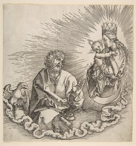 A Virgem Aparecendo em São João, Frontispício do Apocalipse, 1511. de Albrecht Dürer