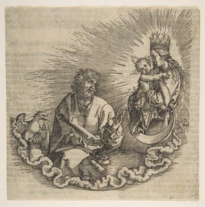 A Virgem Aparecendo em São João, Frontispício do Apocalipse, 1511. de Albrecht Dürer