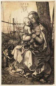 A Virgem e o Menino sentados junto a uma árvore de Albrecht Dürer
