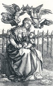 A Virgem e o Menino coroados por dois anjos, 1518, 1906 de Albrecht Dürer
