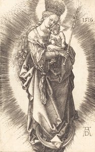 A Virgem e o Menino em um crescente com um cetro e uma coroa estrelada, 1516. de Albrecht Dürer