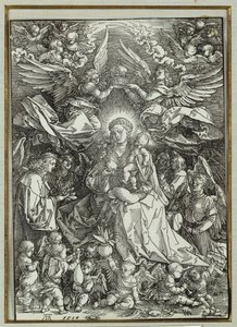 A Virgem e o Menino cercados por anjos, 1518 de Albrecht Dürer