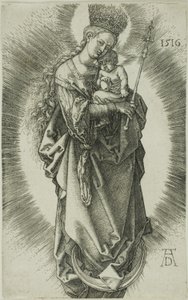 A Virgem em um crescente com uma coroa de estrelas e um cetro de Albrecht Dürer