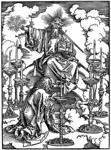 A Visão dos Sete Castiçais do Apocalipse, 1498, 1936 de Albrecht Dürer