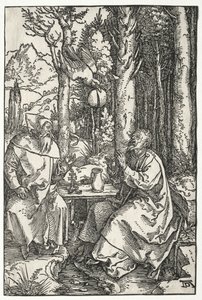 A visita de Santo Antônio a São Paulo, o Eremita, c. 1504 de Albrecht Dürer
