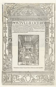 Página de título de Orationes de Cícero com a marca do impressor de Jodocus Badius, 1520 de Albrecht Dürer