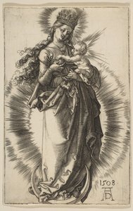 Virgem em um crescente com uma coroa estrelada, 1508. de Albrecht Dürer
