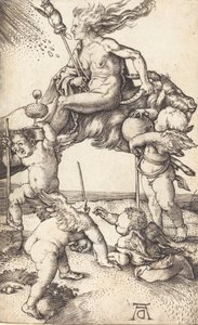 Bruxa montada em uma cabra, c. 15001501. de Albrecht Dürer