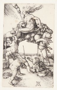 Bruxa andando para trás em uma cabra de Albrecht Dürer
