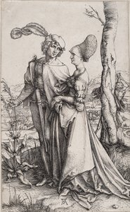 Jovem casal ameaçado de morte no passeio de Albrecht Dürer