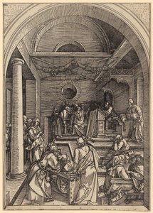 Jesus aos doze anos no Templo, folha 16 da série «A Vida de Maria» de Albrecht Dürer
