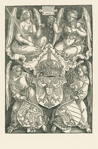 Alegoria com o brasão de armas do Império e da cidade de Nuremberga de Albrecht Dürer or Duerer