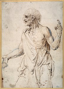 Um Homem Velho Gesticulando (caneta e tinta sobre papel) de Albrecht Dürer