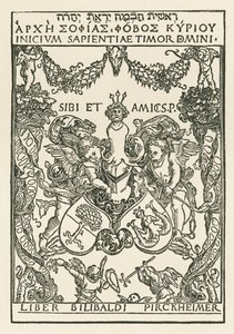 Chapa de Willibald Pirckheimer, c.1502 (xilogravura) de Albrecht Dürer or Duerer