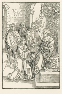 Conrado Celtes entrega a sua edição das Comédias de Roswitha ao Eleitor Frederico da Saxónia de Albrecht Dürer or Duerer
