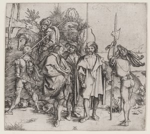 Cinco soldados e um turco a cavalo, 1495-96 de Albrecht Dürer