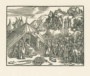 Judite é levada para o acampamento de Holofernes de Albrecht Dürer or Duerer