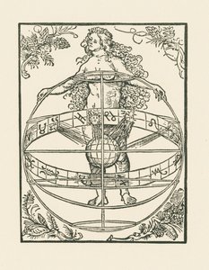 Mulher nua com o Zodíaco, c.1502-03 (xilogravura) de Albrecht Dürer or Duerer