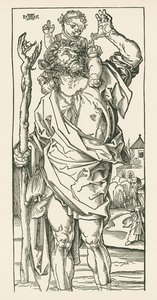 São Cristóvão. Nuremberga, c.1500-05 (xilogravura) de Albrecht Dürer or Duerer