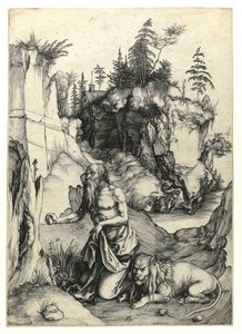 São Jerônimo penitente, c.1497 (Gravura Burin) de Albrecht Dürer