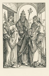 Santos Estêvão, Sisto e Lourenço, c.1504-05 (xilogravura) de Albrecht Dürer or Duerer